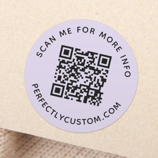 Pegatina Redonda Código QR y personalizado luz de texto púrpura
