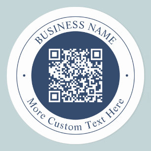 Pegatina Redonda Código QR y texto personalizables Azul marino os