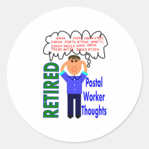 Pegatina Redonda Códigos postales divertidos jubilados de los