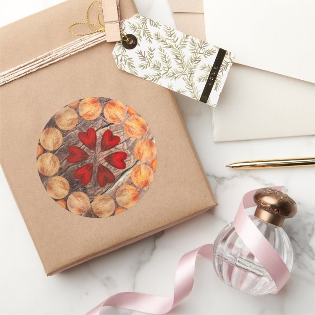 Pegatina Redonda Cœurs et cercles en kaléidoscope  (Regalar)