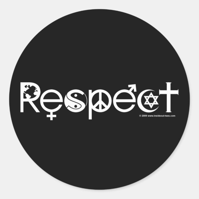 Pegatina Redonda Coexistir con el respeto - Amabilidad y tolerancia (Anverso)