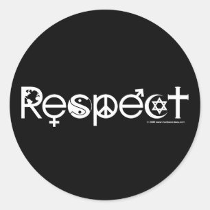 Pegatina Redonda Coexistir con Respeto - Paz Amabilidad y Toleranci