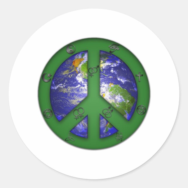 Pegatina Redonda Coexistir mundial (Anverso)