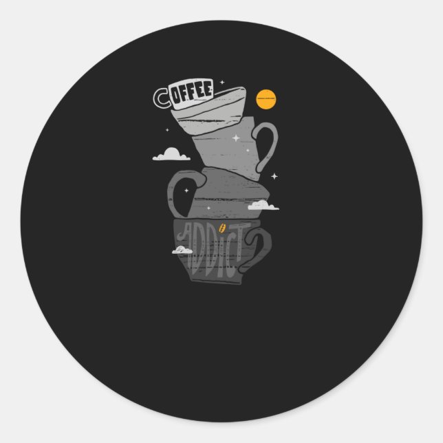 Pegatina Redonda Coffee Addict (Anverso)