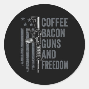 Pegatina Redonda Coffee Bacon Guns & amp; Libertad - Bbq Grill Pro