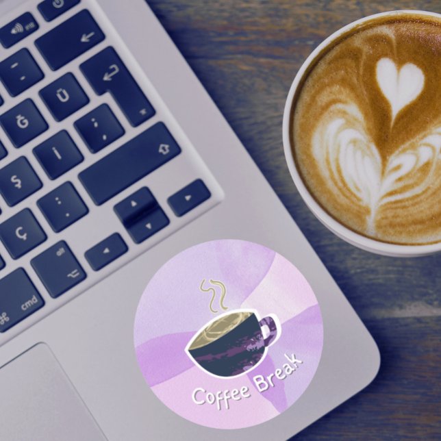 Pegatina Redonda Coffee Break Sticker (Subido por el creador)