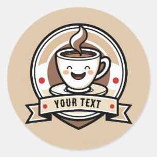 Pegatina Redonda Coffee Club – adorable amante del café personaliza