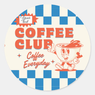Pegatina Redonda Coffee Club – Adorable Coffee Lover personalizado