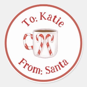 Pegatina Redonda Coffee Date Candy Cane Navidades Personalizado Eti