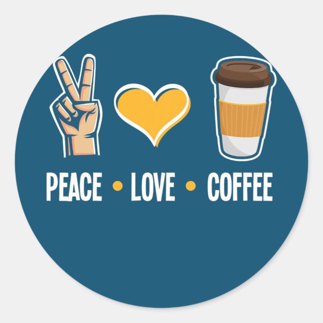 Pegatina Redonda Coffee divertido de Peace Love Lover Barista (Anverso)
