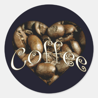 Pegatina Redonda Coffee Heart