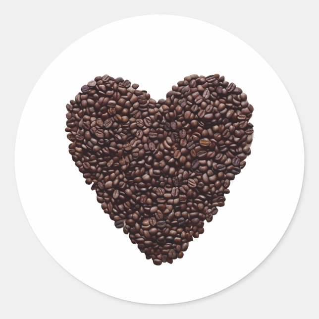 Pegatina Redonda Coffee Heart (Anverso)