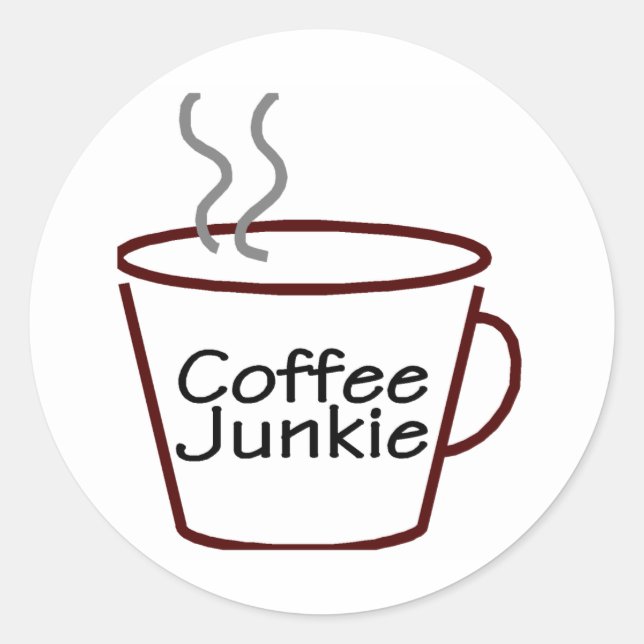 Pegatina Redonda Coffee Junkie (Anverso)