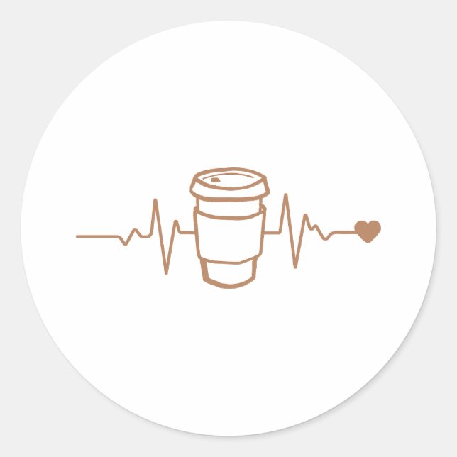 Pegatina Redonda Coffee Lifeline, Para Los Amantes Del Café (Anverso)