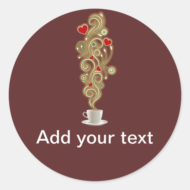 Pegatina Redonda Coffee Love (Anverso)