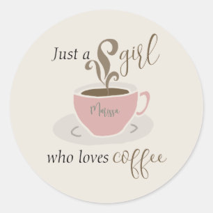 Pegatina Redonda Coffee Lover Estilo Retro Personalizado
