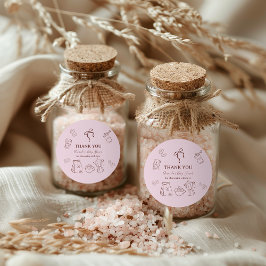 Pegatina Redonda Coffee Pink Bow Cafe Bebe Girl Baby Shower Decor