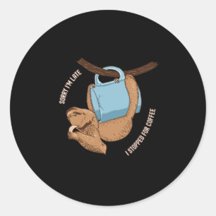 Pegatina Redonda Coffee Sloth