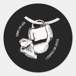 Pegatina Redonda Coffee Sloth (blanco)