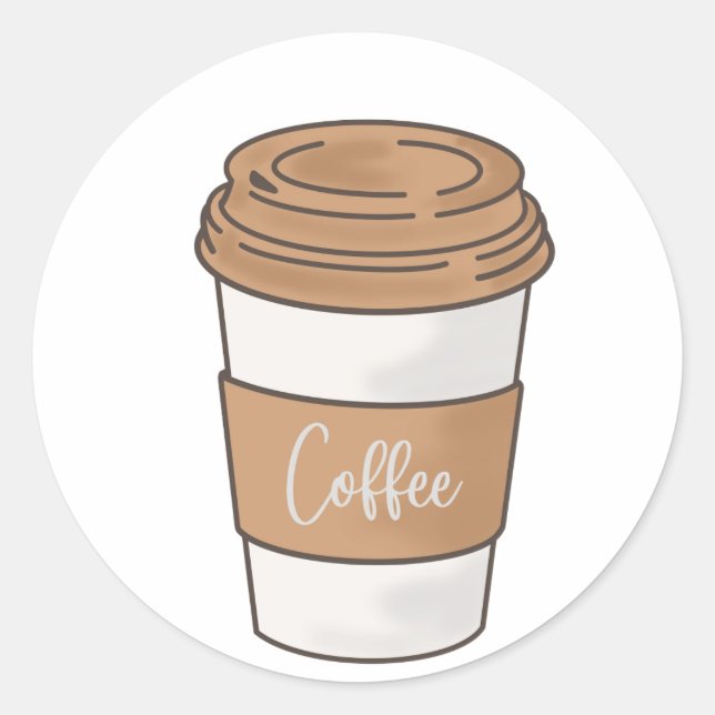 Pegatina Redonda Coffee Sticker (Anverso)