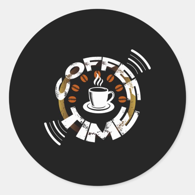 Pegatina Redonda Coffee Time (Anverso)