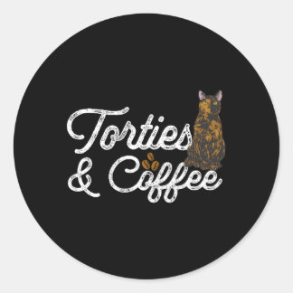 Pegatina Redonda Coffee Tortoiseshell Cat Tortie