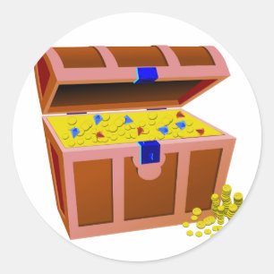 Pegatina Redonda Cofre del tesoro del pirata