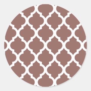 Pegatina Redonda Cognac Brown Marroquí Tile Trellis