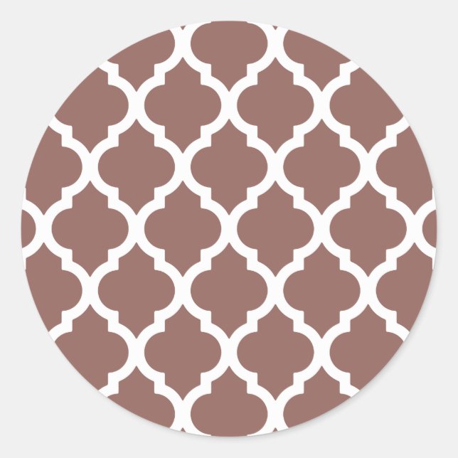 Pegatina Redonda Cognac Brown Marroquí Tile Trellis (Anverso)
