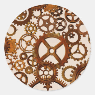 Pegatina Redonda Cogs de estilo Steampunk