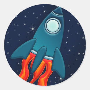 Pegatina Redonda Cohete