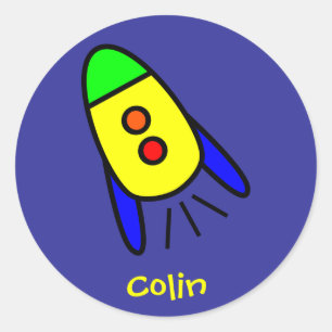 Pegatina Redonda Cohete