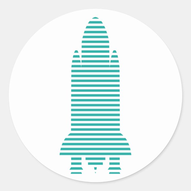 Pegatina Redonda cohete rayado (Anverso)