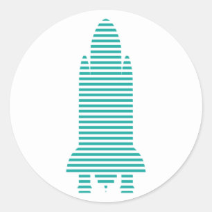 Pegatina Redonda cohete rayado