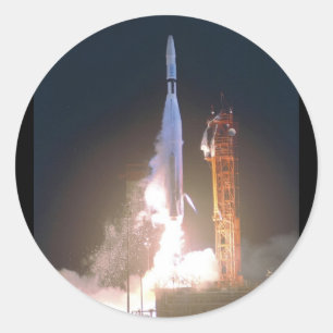 Pegatina Redonda Cohetes Mariner I 1 en el espacio hacia la NASA de