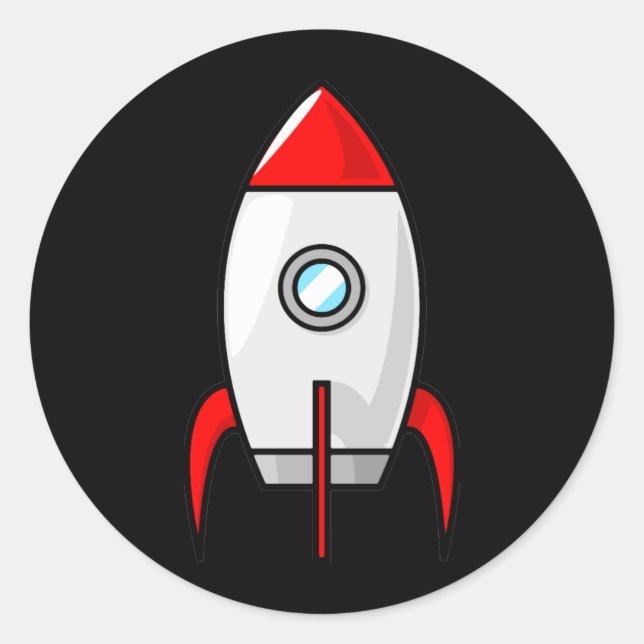 Pegatina Redonda Cohetes rojos y azules (Anverso)