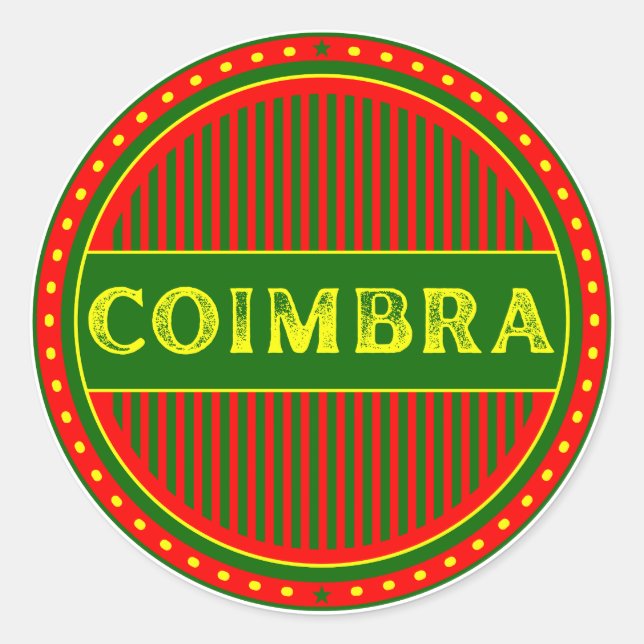 Pegatina Redonda Coimbra City Pride Emblem – Portuguese Identity (Anverso)