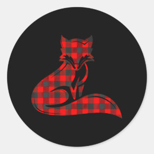 Pegatina Redonda Coincidencia de Fox Red Buffalo Plaid Prairie Vixe