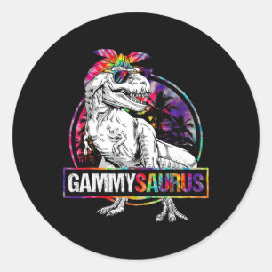 Pegatina Redonda Coincidencia de la familia Gammysaurus Dinosaur Ga