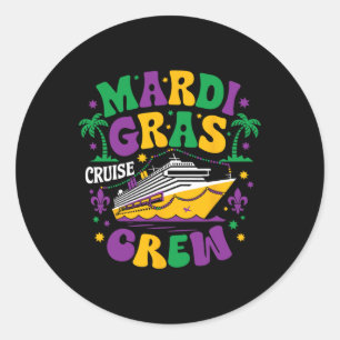 Pegatina Redonda Coincidencia de la tripulación de crucero Mardi Gr