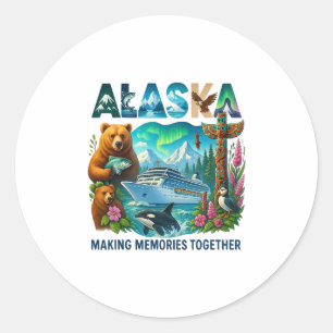 Pegatina Redonda Coincidentes amigos familiares y grupo Alaskan Ala