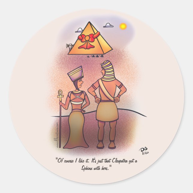 Pegatina Redonda Cojín decorativo de Esfinge (Anverso)