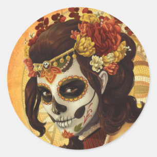 Pegatina Redonda Cojín decorativo Dia De Los Muertos