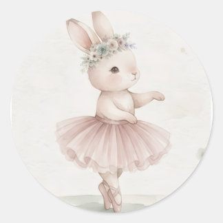 Pegatina Redonda Cojín tierno con diseño de conejita,Personalizable