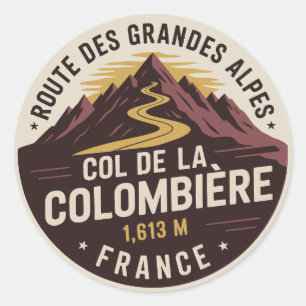 Pegatina Redonda Col de la Colombière Francia Alpino