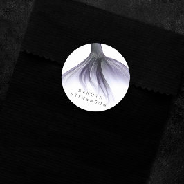 Pegatina Redonda Cola de Moda de Sirena | Personalizado púrpura de