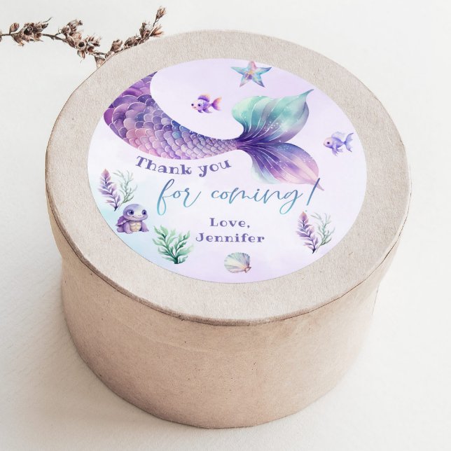 Pegatina Redonda Cola de sirena bajo el mar Gracias por venir (Subido por el creador)