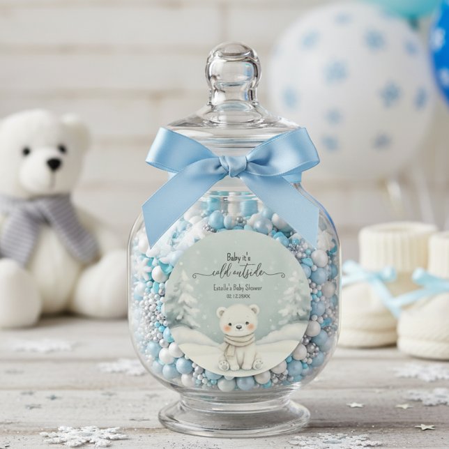 Pegatina Redonda Cold Outside Winter Gender Neutral Baby Shower  (Subido por el creador)