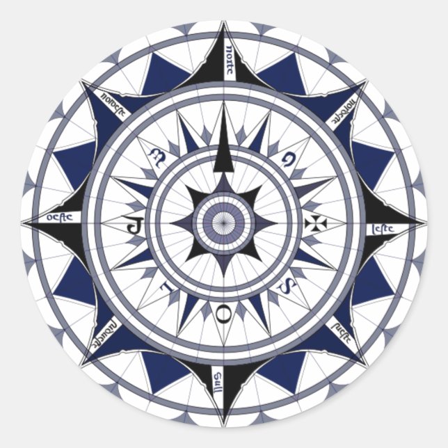 Pegatina Redonda Colecção Rosa dos Ventos (Anverso)