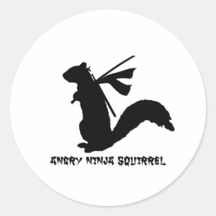 Pegatina Redonda Colección Angry Ninja Squirrel